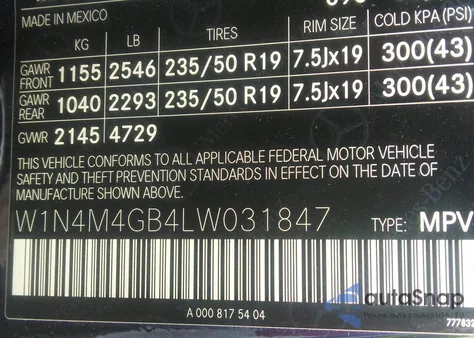 2020 Mercedes-Benz Glb 250 from USA, damaged, VIN W1N4M4GB4LW031847